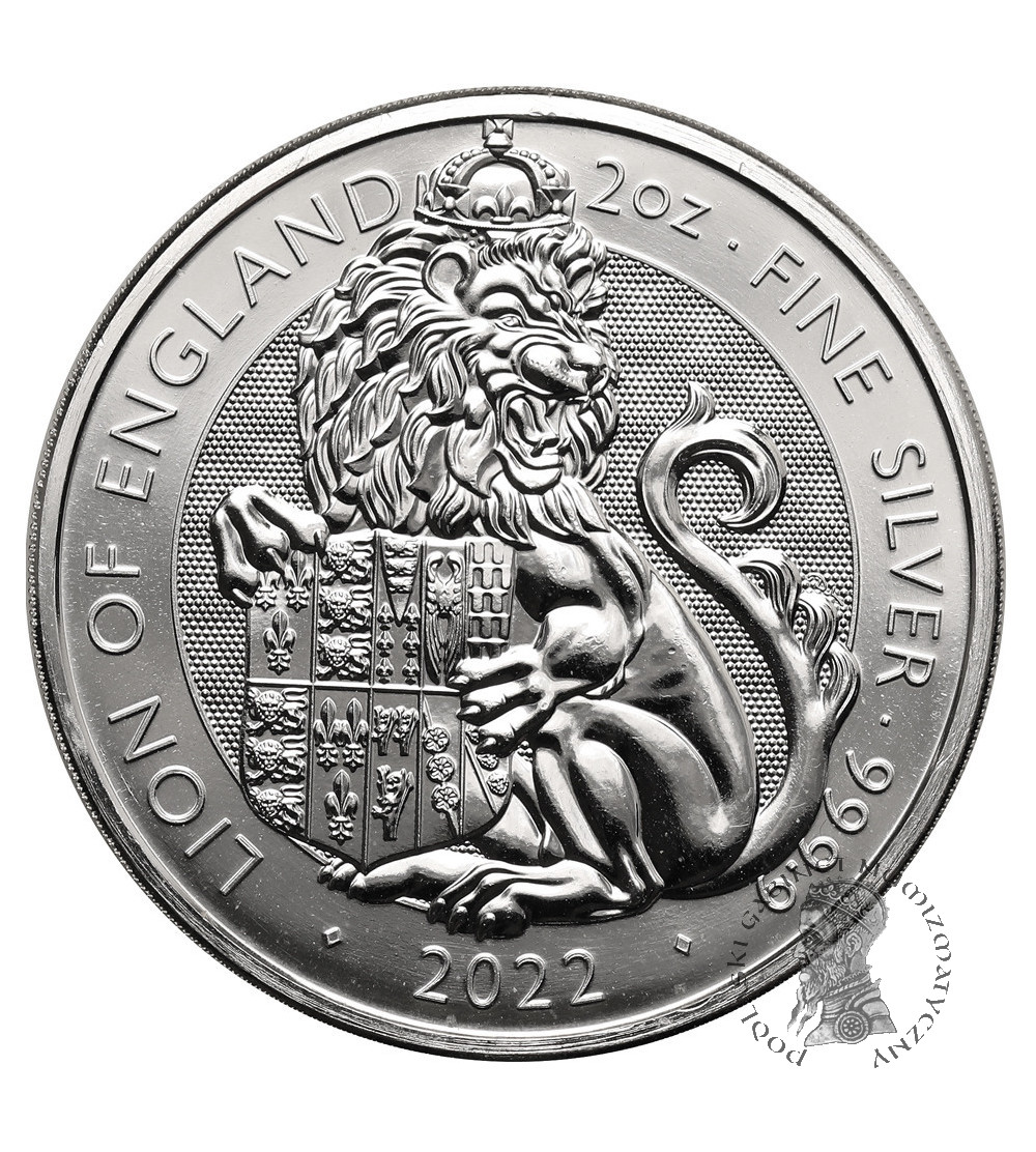 Wielka Brytania, Elżbieta II (1952-2022). 5 funtów 2022, Lew Anglii, seria: Bestie Królowej - Ag 2 Oz .9999