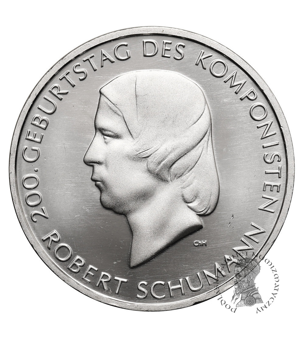Niemcy. 10 Euro 2010 J, 2010. rocznica urodzin Roberta Schumanna