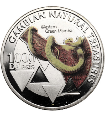 Gambia. 1000 Dalasis 2015, Mamba zielona, Seria: Skarby Przyrody Gambii