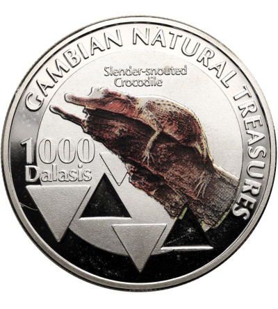 The Gambia. 1000 Dalasis 2015, Slender-snouted Crocodile, Series: Gambian Natural Treasures