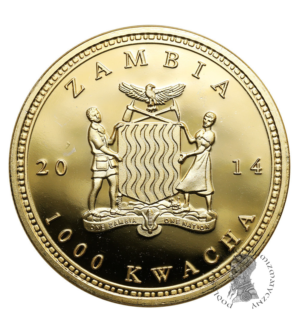 Zambia. 1000 Kwacha 2014, African Zebra, series: African Wildlife