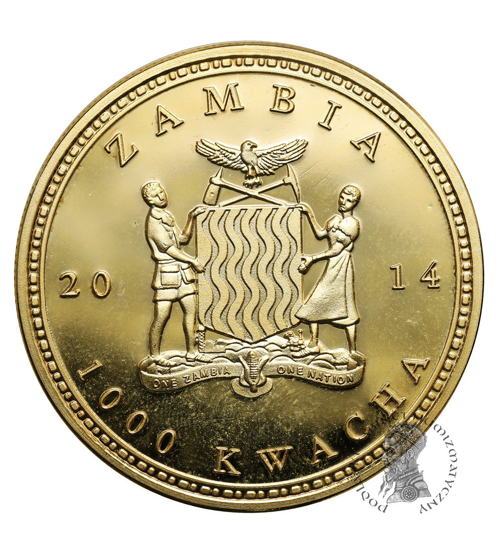 Zambia. 1000 Kwacha 2014, Żyrafa afrykańska, seria: Afrykańska przyroda
