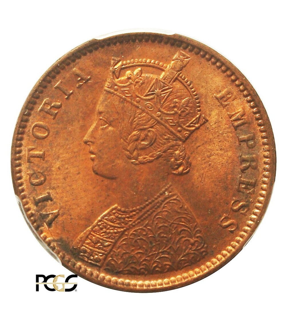 India British 1/4 Anna 1880 C. Calcuta. PCGS MS 64RB