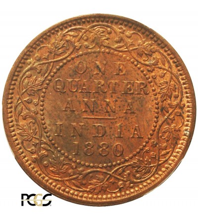Indie Brytyjskie 1/4 Anny 1880 C. Kalkuta. PCGS MS 64RB