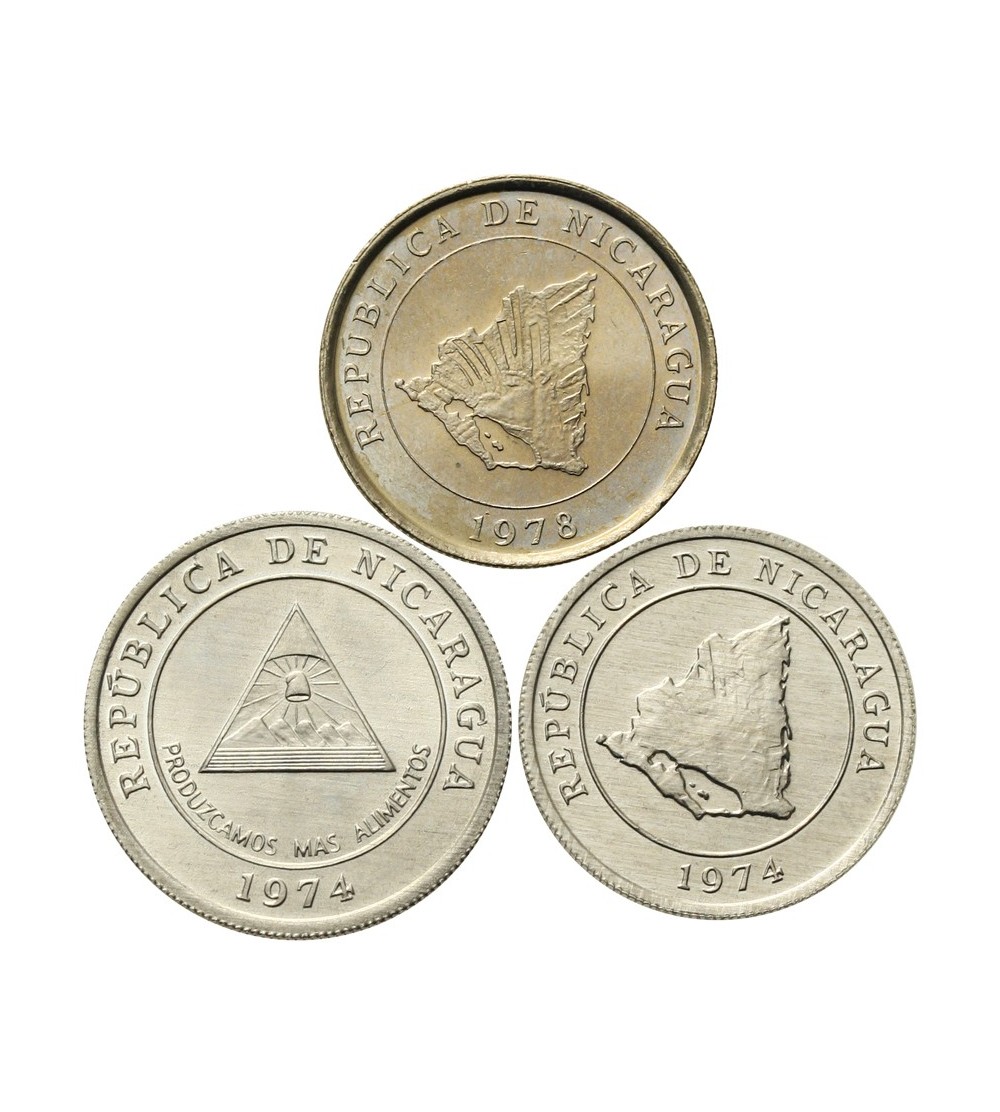 Nikaragua 5, 10, 10 centavos 1974 - 1978 Nikaragua 5, 10, 10 centavos 1974 - 1978