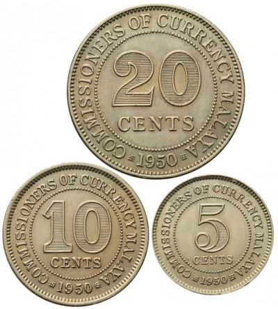 Malaya (British Colony) 5, 10, 20 Cents 1950