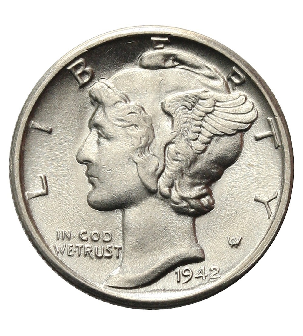 USA 10 centów ( Mercury Dime ) 1942 D USA 10 centów ( Mercury Dime ) 1942 D