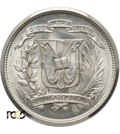 Dominikana 25 centimes 1952. PCGS MS 64