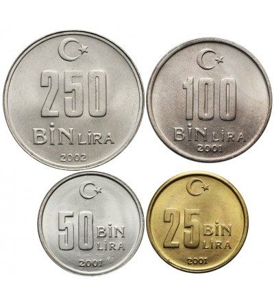 Turcja 25, 50, 100, 250 Bin Lira 2001-2002