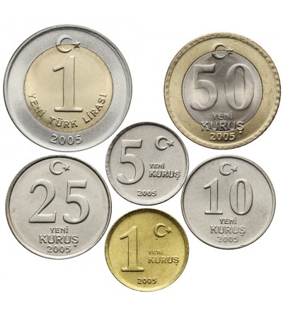 Turcja 1, 5, 10, 25, 50 Kurus 1 Lira 2005