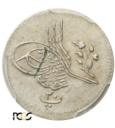 Egipt 20 Para AH 1293 rok 3 / 1878 AD, Abdul Hamid - PCGS AU 58