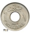 Egipt 1 Millieme 1917 H - PCGS MS 65