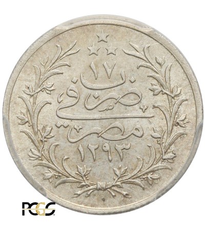Ottoman Empire. Egypt Qirsh AH 1293 W Year 17 / 1891 AD, Abdul Hamid - PCGS MS 64