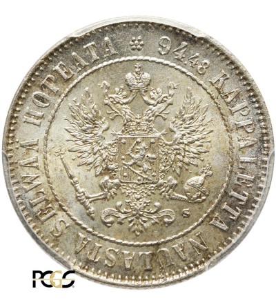 Finlandia 1 marka 1915, Mikołaj II - PCGS MS 64
