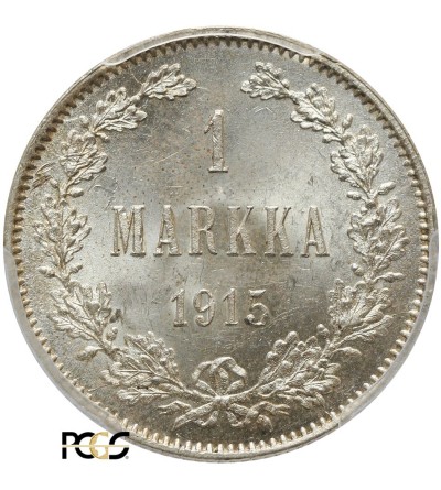 Finlandia 1 marka 1915, Mikołaj II - PCGS MS 64