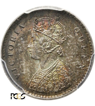 India, British 2 Anna 1862 C - PCGS MS 65