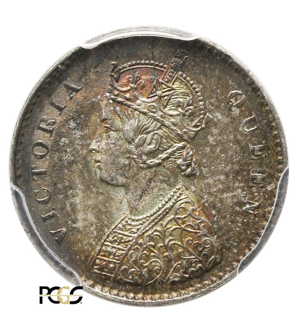 Indie Brytyjskie 2 Anna 1862 C - PCGS MS 65
