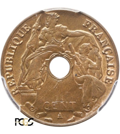 Indochiny Francuskie 1 cent 1917 A - PCGS MS 66 BN