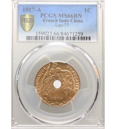 French Indo-China Cent 1917 A - PCGS MS 66 BN