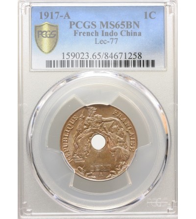French Indo-China Cent 1917 A - PCGS MS 65 BN