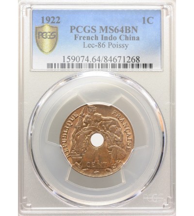 French Indo-China Cent 192, Poissy - PCGS MS 64 BN
