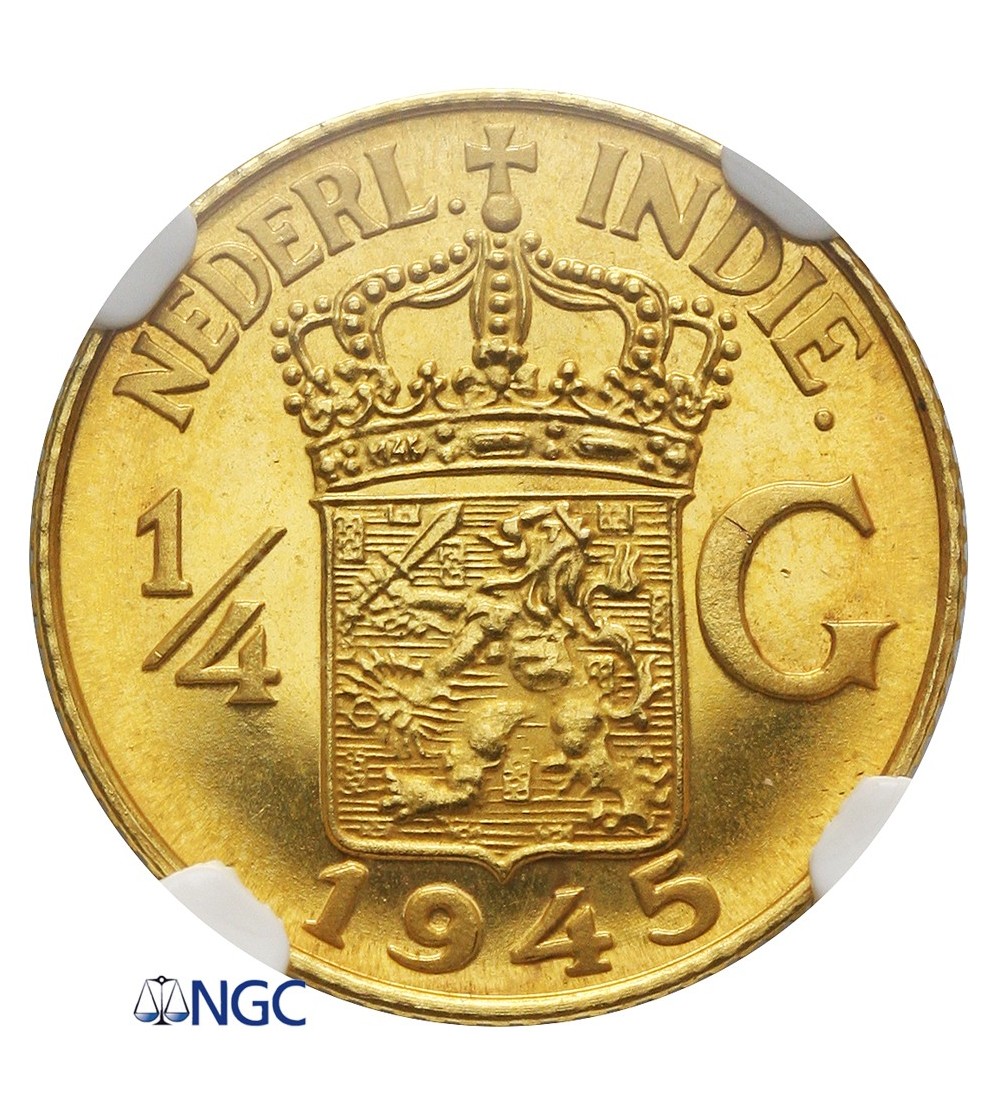 Indie Holenderskie 1/4 Guldena 1945 - NGC PF 64 Indie Holenderskie 1/4 Guldena 1945 - NGC PF 64