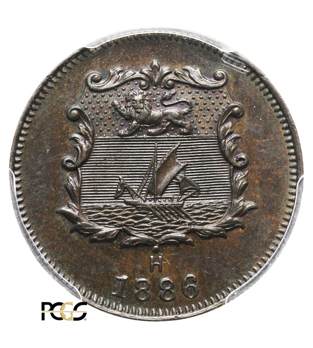 Brytyjskie Północne Borneo 1/2 centa 1886 H - PCGS MS 63 BN