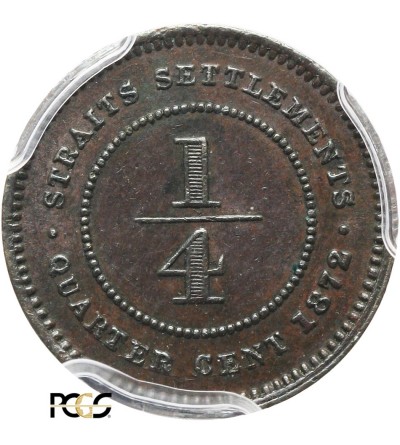 Straits Settlements 1/4 Cent 1872 H - PCGS AU 58