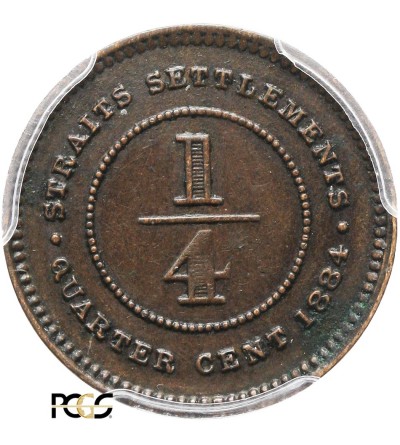 Straits Settlements 1/4 Cent 1884 - PCGS AU 50
