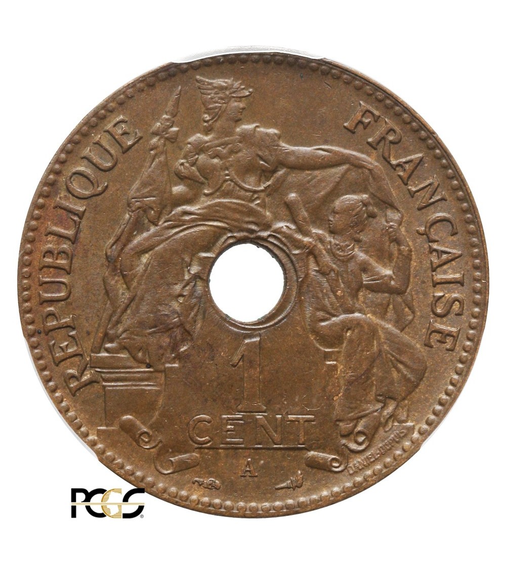 Indochiny Francuskie 1 cent 1902 A - PCGS MS 64+ BN