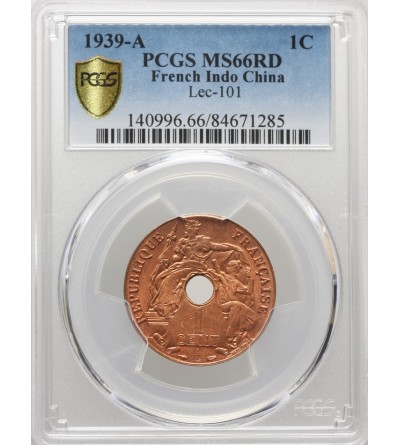 Indochiny Francuskie 1 cent 1939 A - PCGS MS 66 RD