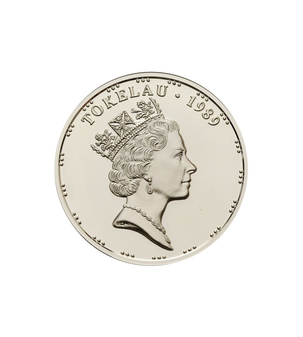 Tokelau Islands, $ 5 Tala 1989, Kpt. John Byron and H.M.S. Dolphin - Proof