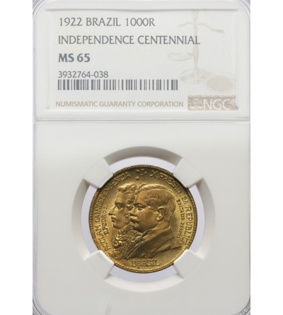 Brazil 1000 Reis 1922 - NGC MS 65