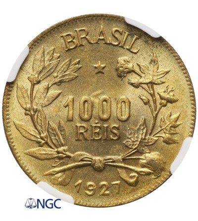 Brazil 1000 Reis 1927 - NGC MS 65