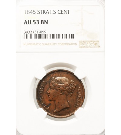 Straits Settlements Cent 1845 - NGC AU 53 BN