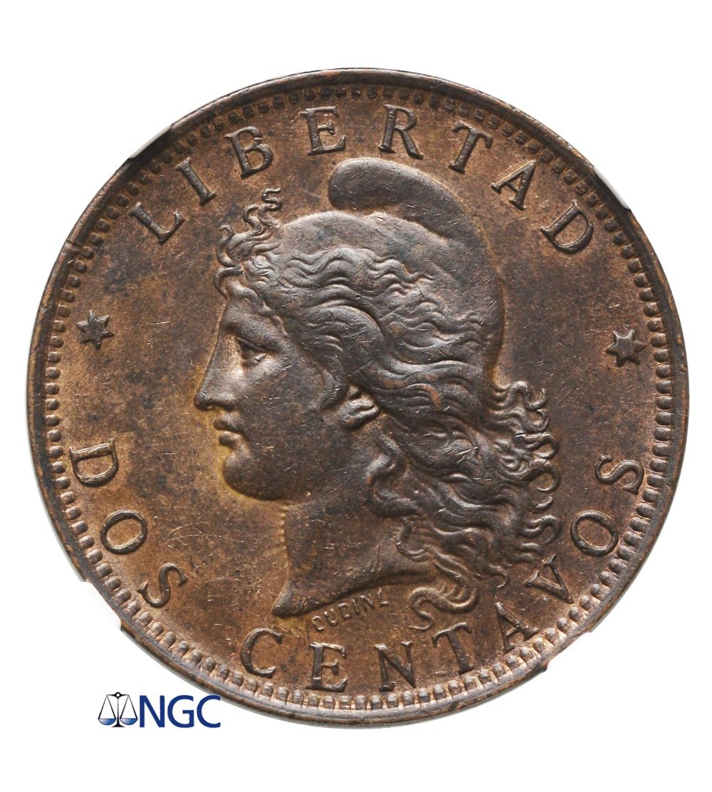 Argentina 2 Centavos 1890 - NGC AU 58 BN