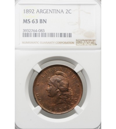Argentina 2 Centavos 1892 - NGC MS 63 BN