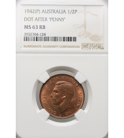 Australia 1/2 Penny 1942 (P) - NGC MS 63 RB