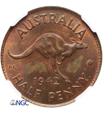 Australia 1/2 Penny 1942 (P) - NGC MS 63 RB