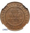 Australia 1/2 Penny 1924 - NGC AU 58 BN