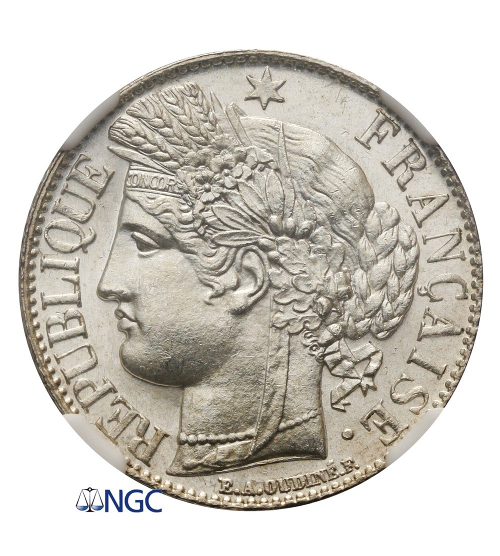 Francja 1 frank 1888 A - NGC MS 65