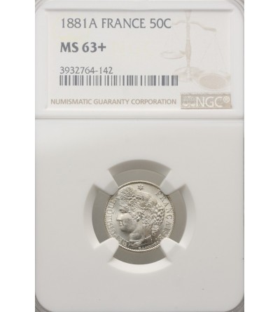 France 50 Centimes 1881 A - NGC MS 63+
