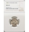 France 50 Centimes 1881 A - NGC MS 63