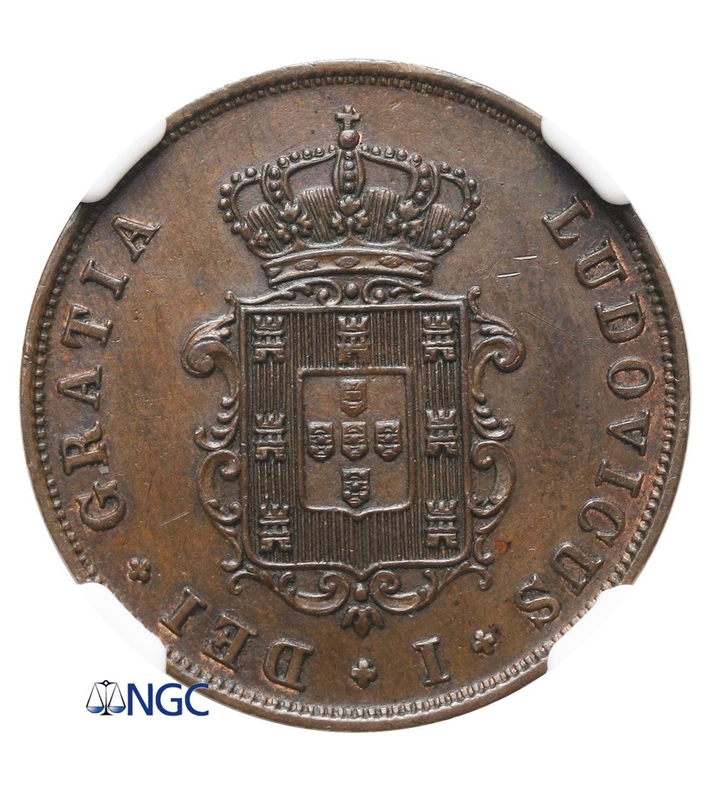 Portugalia 3 Reis 1868 - NGC MS 62 BN