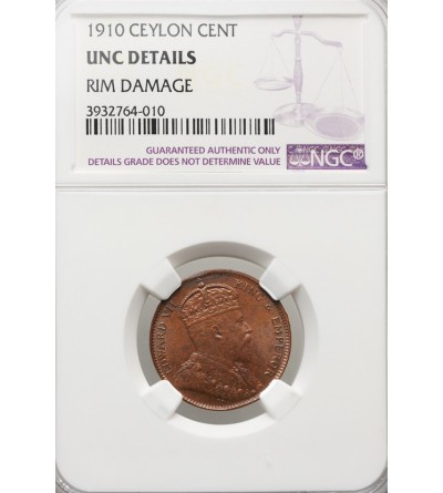 Ceylon Cent 1910 - NGC UNC Details