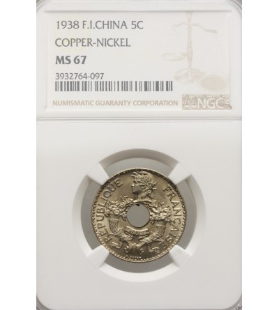 Indochiny Francuskie 5 centów 1938 - NGC MS 67