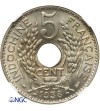 Indochiny Francuskie 5 centów 1938 - NGC MS 67