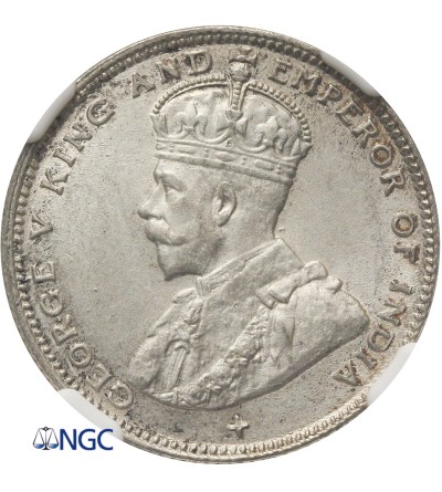 Malaje - Straits Settlements 20 centów 1919 B (Bombay) - NGC MS 64