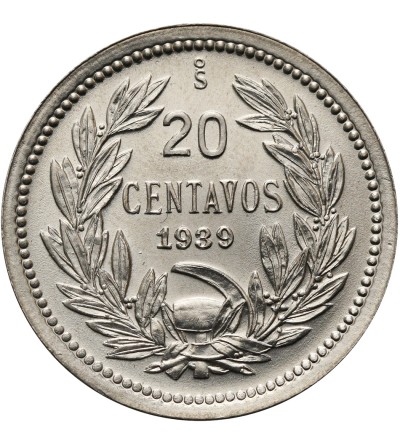 Chile, Republic. 20 Centavos 1939, Condor