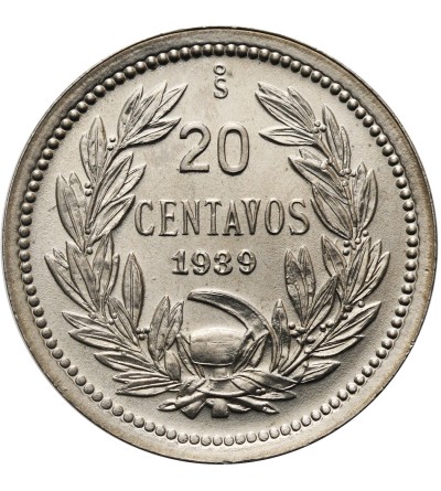 Chile, Republic. 20 Centavos 1939, Condor